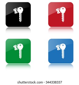 Key car  - color vector icon  with shadow