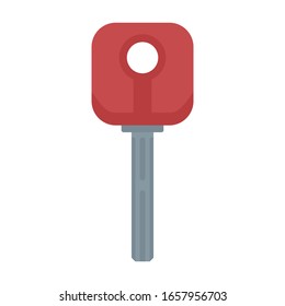Key for car flat illustration. Vector key for car in flat style isolated on white background. Element for web, game and car advertising