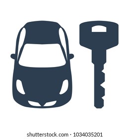 Key and car icon on white background. Vector illustration