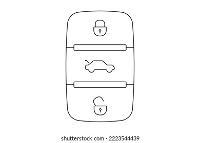 Vehículo clave con sistema de seguridad. Icono remoto de la alarma de seguridad del vehículo. Ilustración vectorial.
