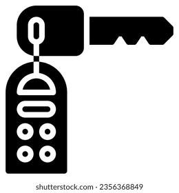 Schlüsselwagen. Vektorglyph-Symbol eines Autos oder Automobils, symbolisiert eine Maschine zum Fahren. Es wird in einem glypischen Stil präsentiert, geeignet für mobile Konzepte und Web-Design