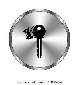 Key car - vector icon;  metal button