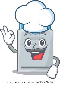 Key card cartoon character wearing costume of chef and white hat