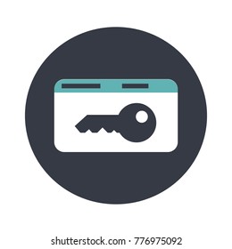 Key card electronic pass flat vector icon for web and design