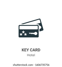 Key card glyph icon vector on white background. Flat vector key card icon symbol sign from modern hotel collection for mobile concept and web apps design.