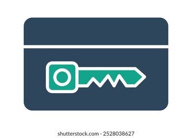 Key card icon. solid icon style. icon related to reception. hotel elements vector illustration