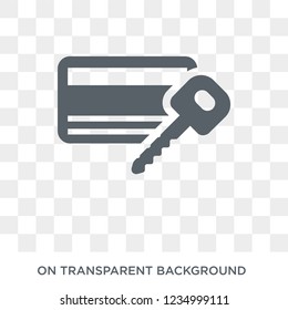 Key card icon. Trendy flat vector Key card icon on transparent background from smart home collection. 