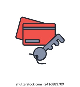 icono de la tarjeta de clave. vector.Curso editable.Signo de estilo lineal para uso de diseño web,logotipo.Ilustración de símbolo.