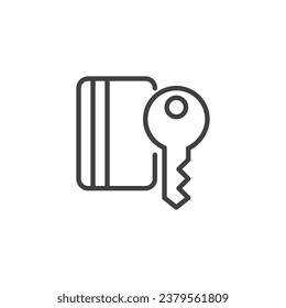 Icono de línea de tarjeta de clave. signo de estilo lineal para concepto móvil y diseño web. Icono del vector de contorno de la tarjeta de claves del hotel. Símbolo, ilustración del logotipo. Gráficos vectoriales