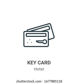 Key card outline vector icon. Thin line black key card icon, flat vector simple element illustration from editable hotel concept isolated stroke on white background