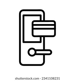 Key card Vector icon, Outline style, isolated on white Background.