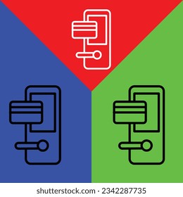 Key card Vector icon, Outline style, isolated on Red, Blue and Green Background.