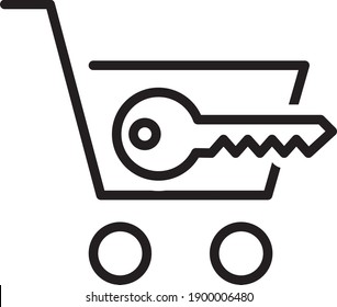 key cart icon, vector line icon	
