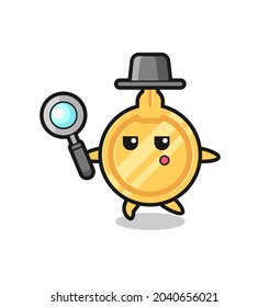 key cartoon character searching with a magnifying glass , cute design