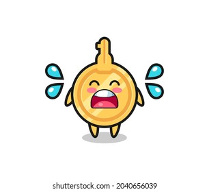 key cartoon illustration with crying gesture , cute design