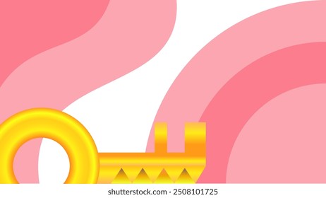 Dibujos animados clave en un fondo de geometría minimalista simple con una Ilustración vectorial de área de Espacio para texto. Adecuado para el contenido de fondo de concienciación de seguridad