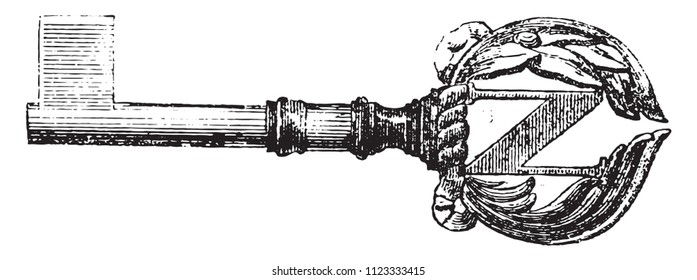 Key to the casket, vintage engraved illustration. Magasin Pittoresque 1841.
