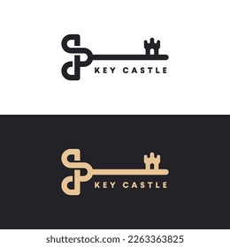 key castle logo design template vector stock