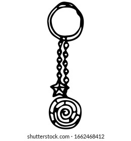 Key chain doodle illustration on white background.  Isolated stock vector illustration.