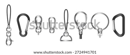 KEY CHAIN HOLDER PARTS VECTOR illustration
