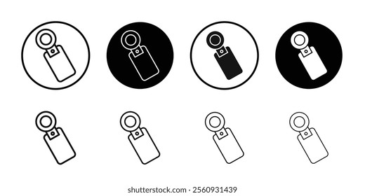 Key chain icon Flat outline fill set collection