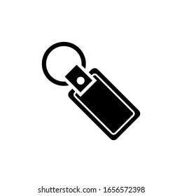 Key chain icon vector in black solid flat design icon isolated on white background