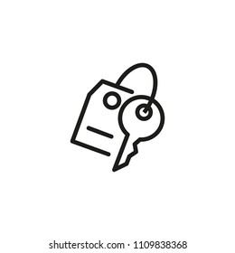 Key chain line icon. Lock, access, protection. Renting concept. Vector illustration can be used for topics like hotel, accommodation, real estate