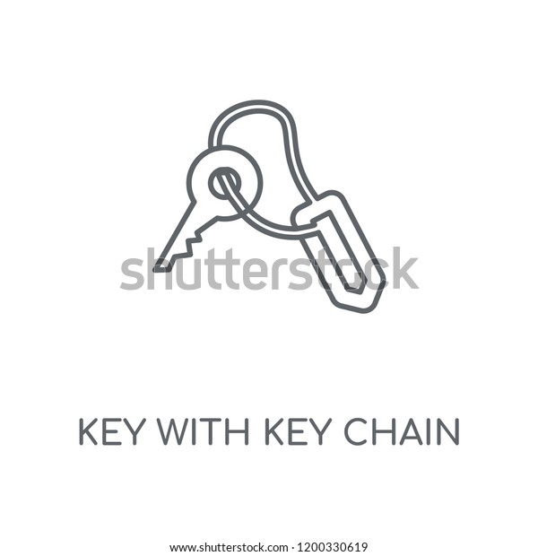 Key with Key Chain\
linear icon. Key with Key Chain concept stroke symbol design. Thin\
graphic elements vector illustration, outline pattern on a white\
background, eps 10.