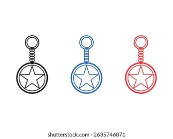 Design de logotipo de cadeia de chaves, vetor de estrelas simples, isolado em fundo transparente