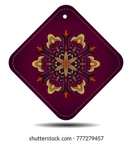 key chain with mandala, pendant, emblem, logo, card