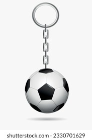 Key chain soccer ball on a white background. Vector illustration