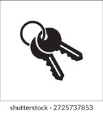Key with key chain vector black and white