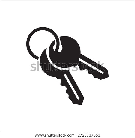 Key with key chain vector black and white