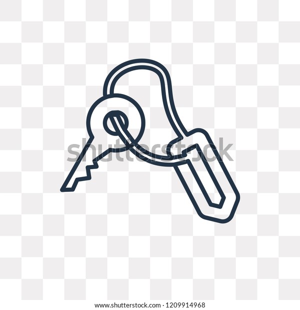 Key with Key Chain\
vector outline icon isolated on transparent background, high\
quality linear Key with Key Chain transparency concept can be used\
web and mobile
