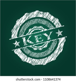 Key chalk emblem written on a blackboard