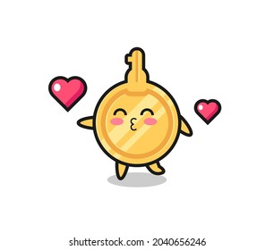 key character cartoon with kissing gesture , cute design