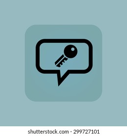 Key in chat bubble, in square, on pale blue background