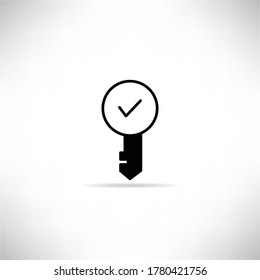 icono de marca de verificación con ilustración de vector de sombra de caída