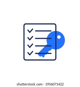 key and checklist icon on white