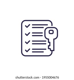 key and checklist line icon