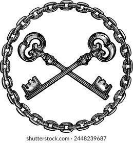 key circle chain handrawing vector graphic