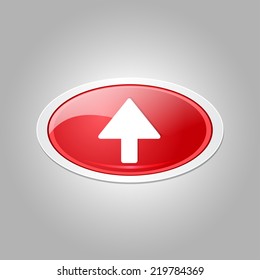 Up Key Circular Vector Red Web Icon Button