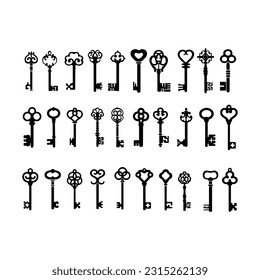 groß Sammlung von Silhouetten von retro Schlüssel von anders Stile.  generativ ai 26440192 Stock-Photo bei Vecteezy