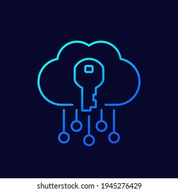 key to cloud line vector icon