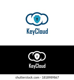 Key cloud symbol logo icon design template. Secure sign.