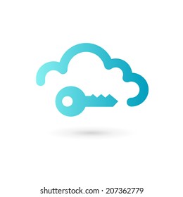 Key cloud symbol logo icon design template. Secure sign.