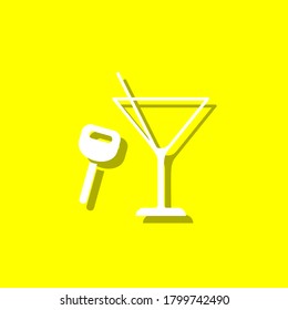key cocktail white icon with shadow