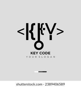key code logo design template, vector illustration