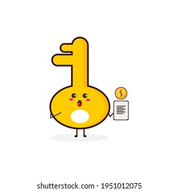 Key coin data cute character illustration