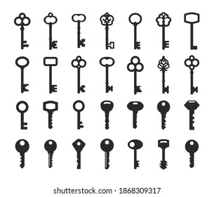 Key collection old and new - vector silhouette